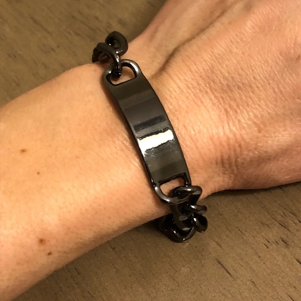 Gunmetal Silver and Black Tone Chain Link Men’s Bracelet